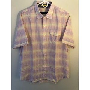 Tommy Bahama Shirt Men's Large Short Sleeve Button Down Pink Yellow